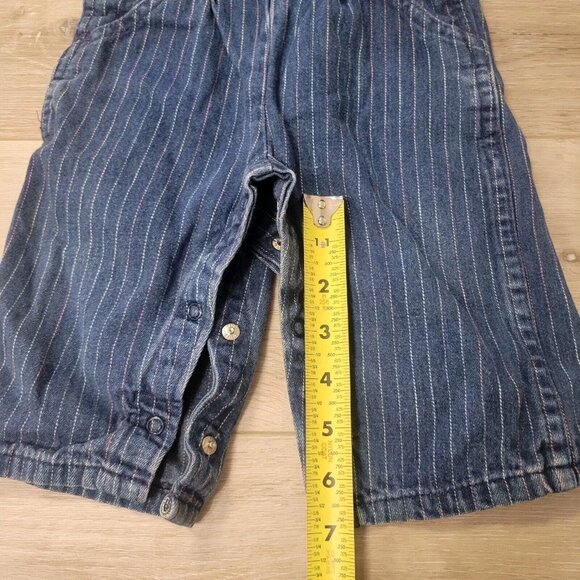 Vtg Vestbak OshKosh Girl Toddler Sz 12M Denim Multi Color Stripe Overalls - Picture 3 of 7